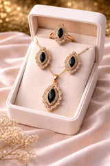 Zircon Locket Set-158 (Golden) (Black)