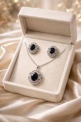 Zircon Locket Set-166 (Silver) (Black)