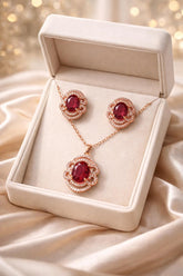 Zircon Locket Set-166 (Golden) (Maroon)