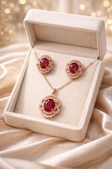 Zircon Locket Set-166 (Golden) (Maroon)