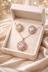 Zircon Locket Set-166 (Golden) (White)