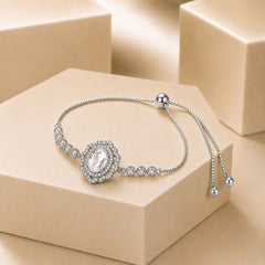 Adjustable Bracelet-261 (Silver/White)