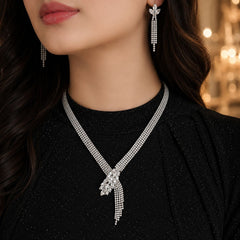 Premium Zircon Necklace-19 (Silver)