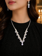 Premium Zircon Necklace-18 (Silver)
