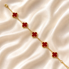 Clover Charm Bracelet (Golden/Maroon)