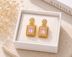 Zircon Earring-228 (Pink)
