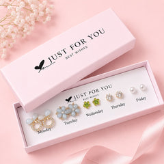 Gift Box Studs - 07 (Golden/Blue)
