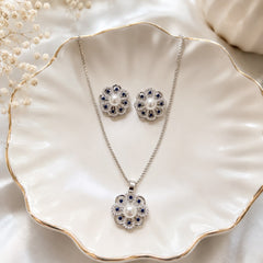 Zircon Locket Set-172 (Silver/Black)