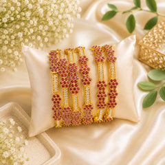 Zircon bangles-24 (Golden/Maroon)