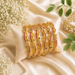 Zircon bangles-25 (Golden/Pink)