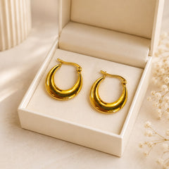 Stainless Steel Hoop Earring-14 (Golden)