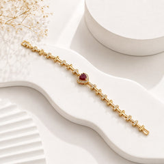 Zircon Bracelet-91 (Golden/Maroon)