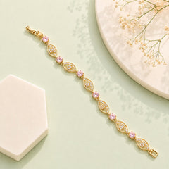 Zircon Bracelet-92 (Golden/Pink)