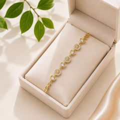 Zircon Bracelet-89 (Golden/White)