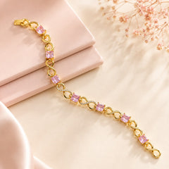 Zircon Bracelet-86 (Golden/Pink)