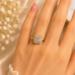 Zircon Ring-432 (Golden/White)