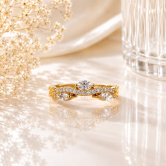 Zircon Ring-431 (Golden/White)
