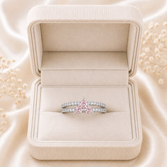 Zircon Ring-428 (Silver/Pink)