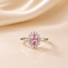 Zircon Ring-433 (Silver/Pink)