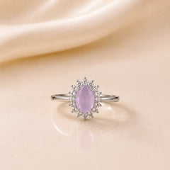 Zircon Ring-433 (Silver/Light Pink)