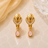 Zircon Hoop Earring-239 (Pink)