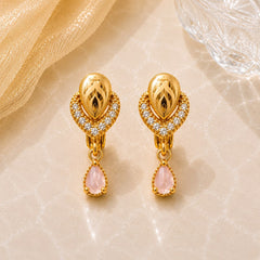 Zircon Hoop Earring-239 (Pink)
