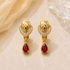 Zircon Hoop Earring-239 (Maroon)