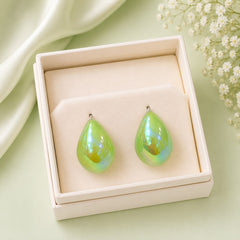 Iridescent Statement Studs-04 (Light Green)