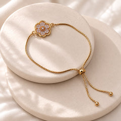 Adjustable Bracelet-268 (Golden/White)