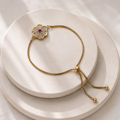 Adjustable Bracelet-268 (Golden/Pink)