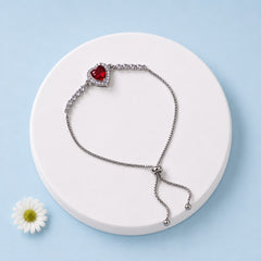 Adjustable Bracelet-280 (Silver/Maroon)