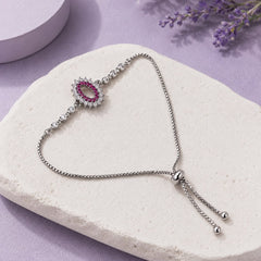 Adjustable Bracelet-287 (Silver/Pink)