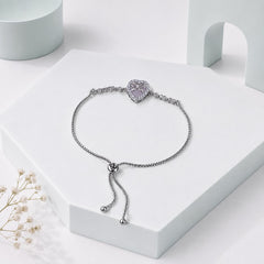 Adjustable Bracelet-278 (Silver/Pink)