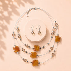 Layered Beaded Necklace Set-01 (Golden)