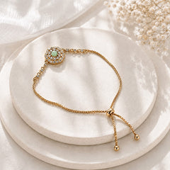 Adjustable Bracelet-289 (Golden/Mint Green)
