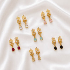 Zircon Hoop Earring-240 (Maroon)
