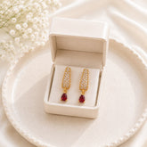 Zircon Hoop Earring-241 (Maroon)