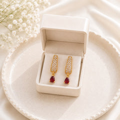 Zircon Hoop Earring-241 (Maroon)
