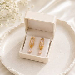 Zircon Hoop Earring-241 (Pink)