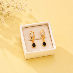 Zircon Hoop Earring-242 (Black)