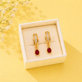 Zircon Hoop Earring-242 (Maroon)