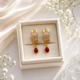 Zircon Hoop Earring-243 (Maroon)
