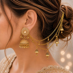 Bahubali Jhumka Hair Chain Set-03 (Golden)