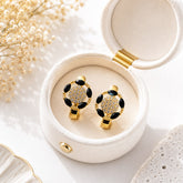 Zircon Hoop Earring-245 (Black)