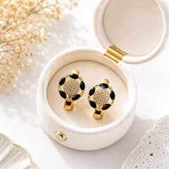 Zircon Hoop Earring-245 (Black)