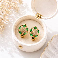Zircon Hoop Earring-245 (Green)