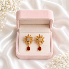 Zircon Hoop Earring-247 (Maroon)