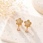 Zircon Hoop Earring-246 (Pink)