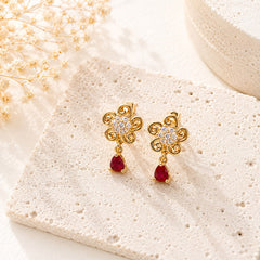 Zircon Hoop Earring-246 (Maroon)
