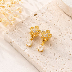 Zircon Hoop Earring-246 (White)